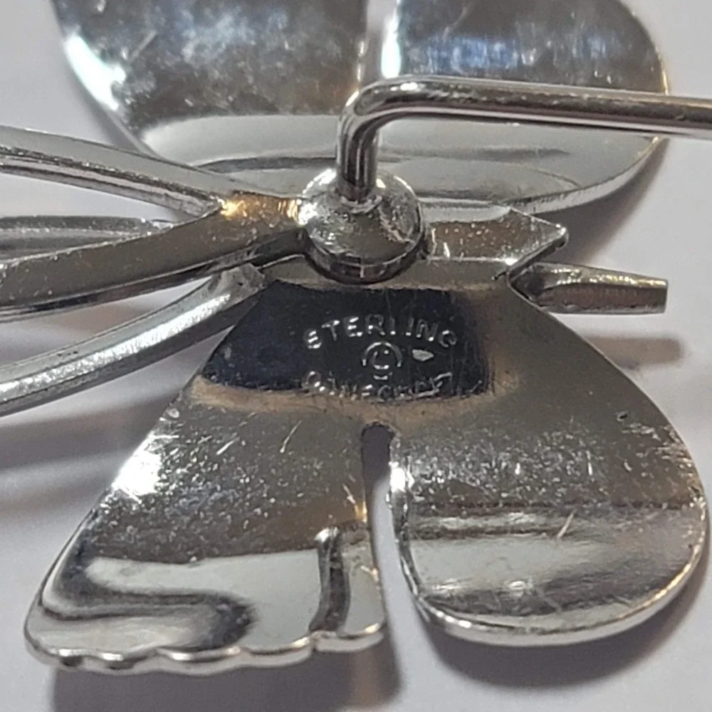 Vintage Danecraft Sterling Silver Butterfly Stick‎ Pin Textured Lapel Brooch
